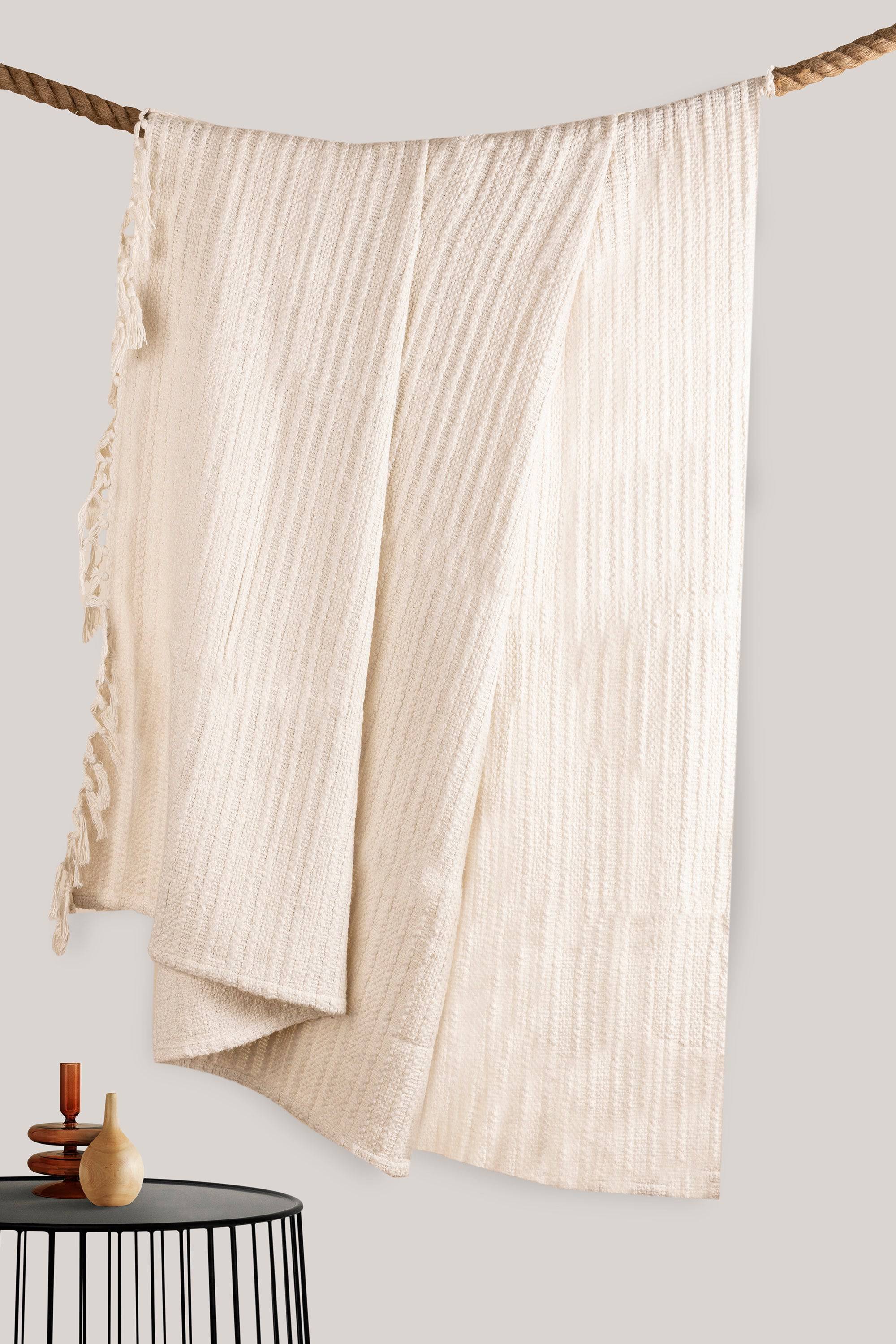 Dorset Throw Blanket 50"W x 60"L - Ivory - Sumiye Co