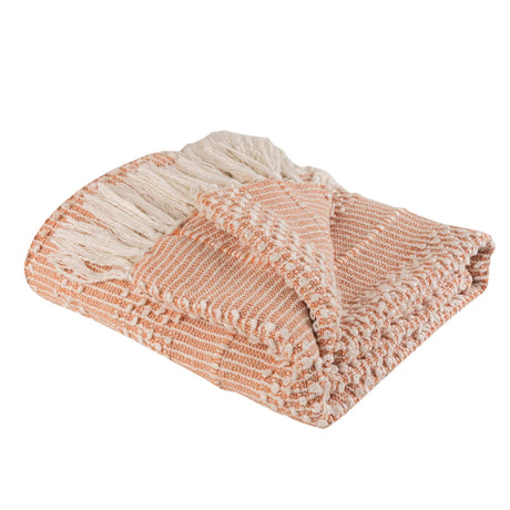 Fateh Throw Blanket 50"W x 60"L - Peach - Sumiye Co