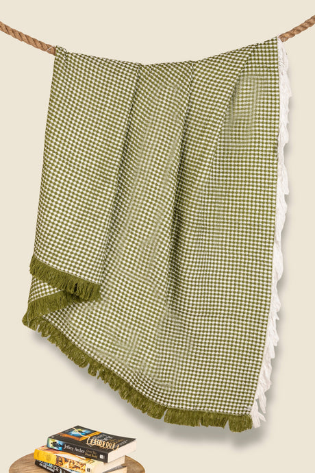 Eros Throw Blanket 50"W x 60"L - Mustard, Apricot Or Avocado - Sumiye Co