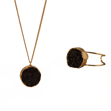 Gemstone Necklace, Druzy Pendant, Gift for Her by Phoebe`s - Sumiye Co
