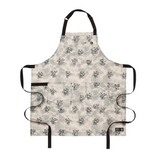 Apron with black and white bear pattern on a white background