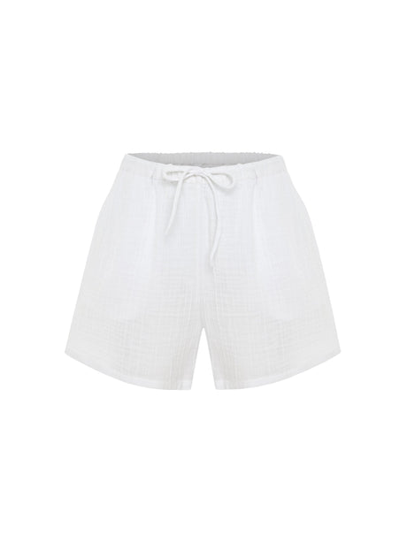 Kaya Drawstring Shorts - White - Sumiye Co