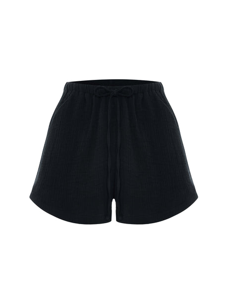 Aura Drawstring Shorts - Black - Sumiye Co