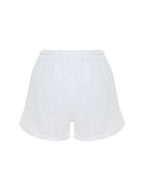 Aura Drawstring Shorts - White - Sumiye Co