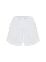 Aura Drawstring Shorts - White - Sumiye Co