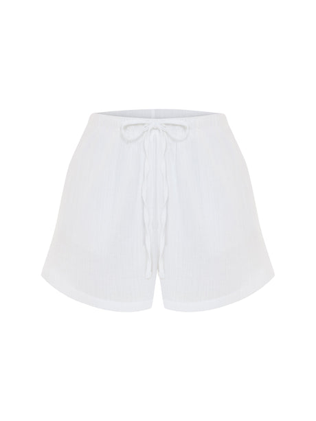 Aura Drawstring Shorts - White - Sumiye Co