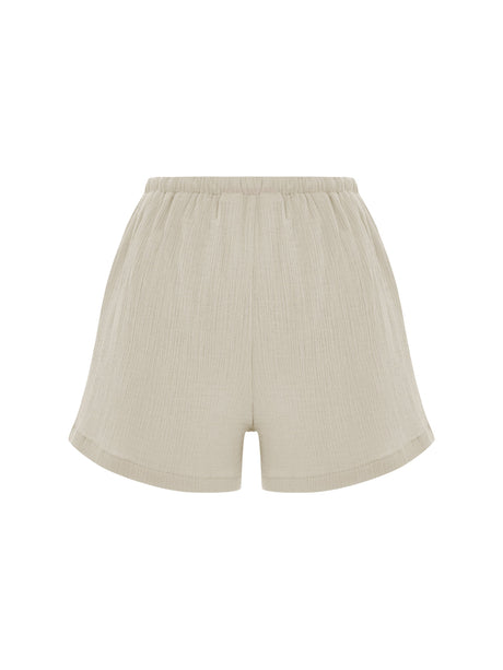 Aura Drawstring Shorts - Oatmeal - Sumiye Co
