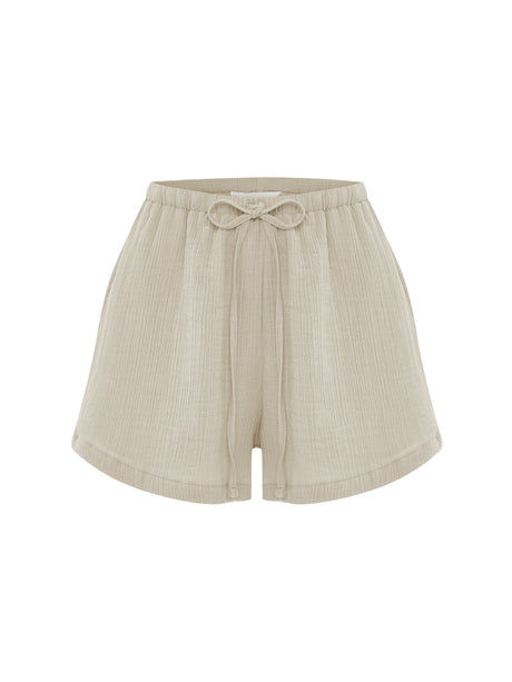 Aura Drawstring Shorts - Oatmeal - Sumiye Co