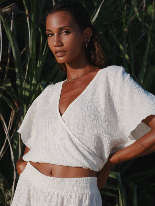 Harlow Top - White by The Handloom