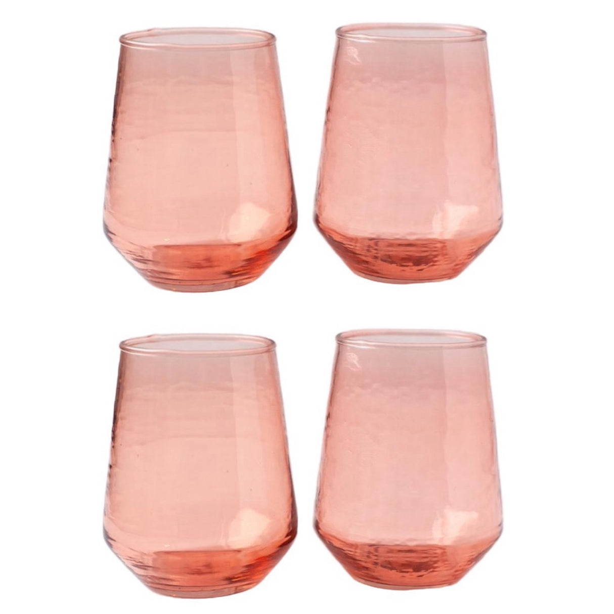 Hammered Glass Stemless Tumblers - Set of 4