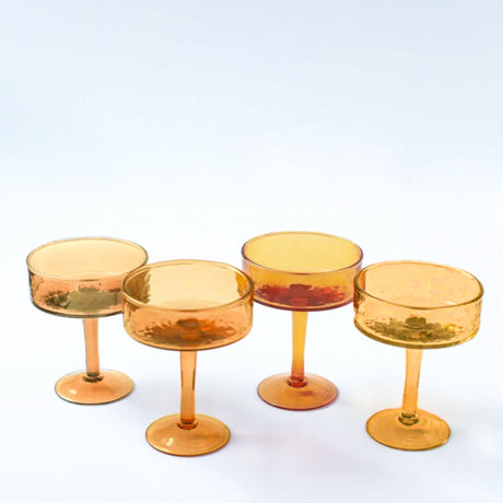 Hammered Coupe Cocktail Glasses - Set of 4