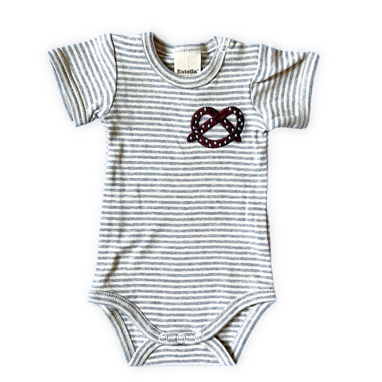 Embroidered Baby Onesie- Pretzel Gray - Sumiye Co
