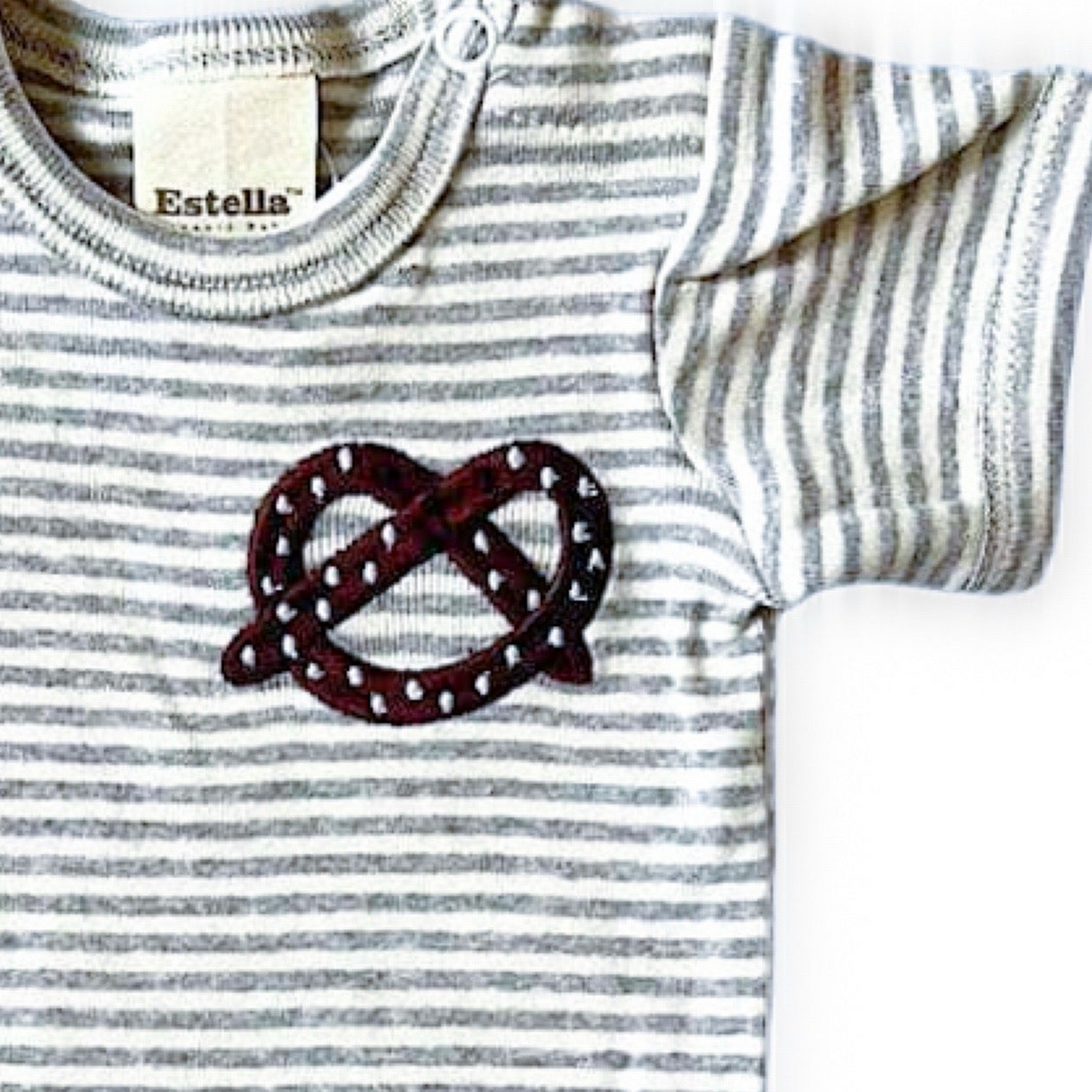 Embroidered Baby Onesie- Pretzel Gray - Sumiye Co