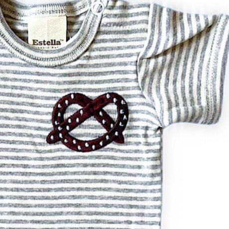 Embroidered Baby Onesie- Pretzel Gray - Sumiye Co