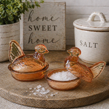 Nesting Hen Bowl & Lid - AMBER(Maple) | Hand Blown Glass - Colombia - Sumiye Co