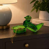 Nesting Hen Bowl & Lid - EMERALD GREEN | Hand Blown Glass - Colombia - Sumiye Co