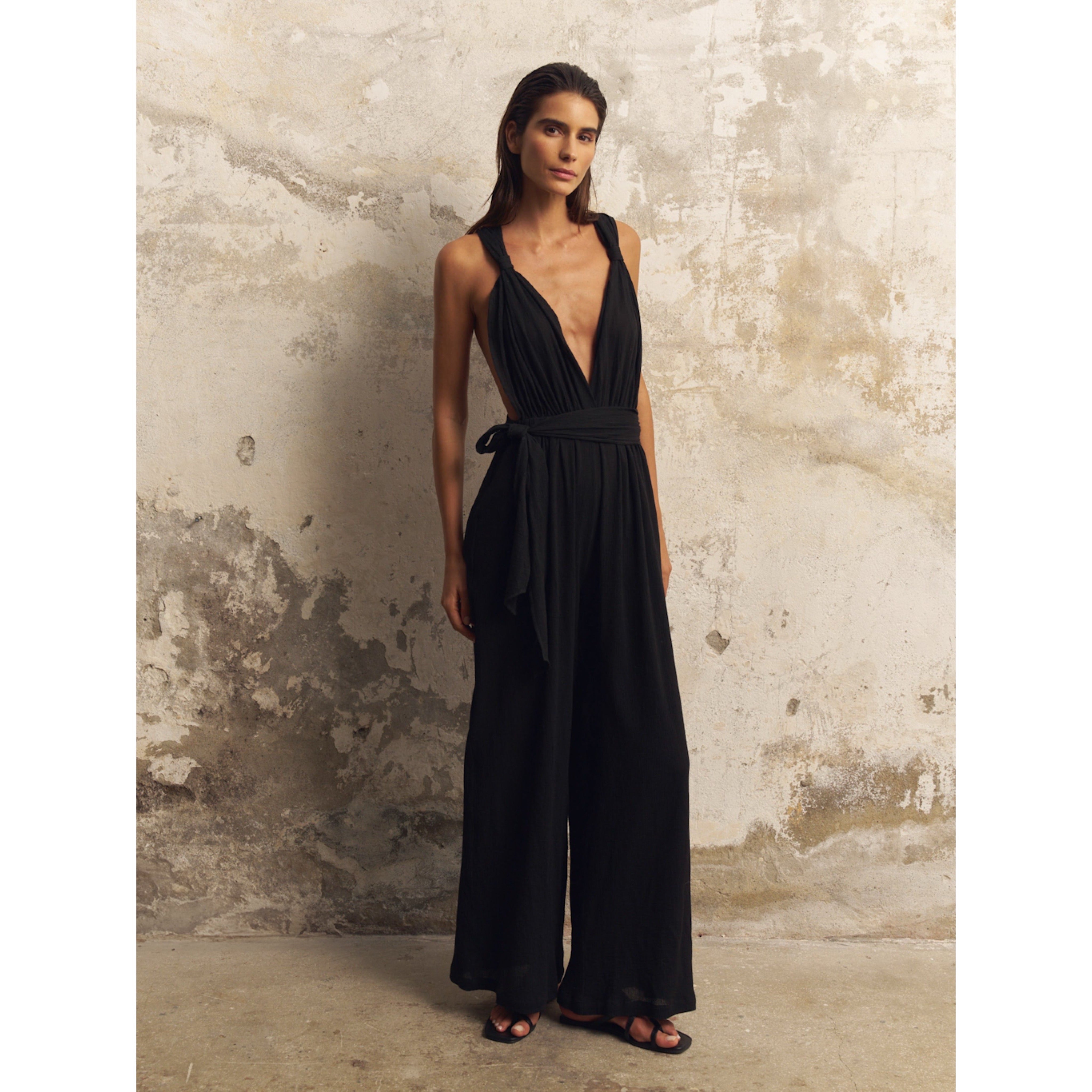 Wrap Your Way Jumpsuit Black - Elegant & Versatile | Sumiye Co