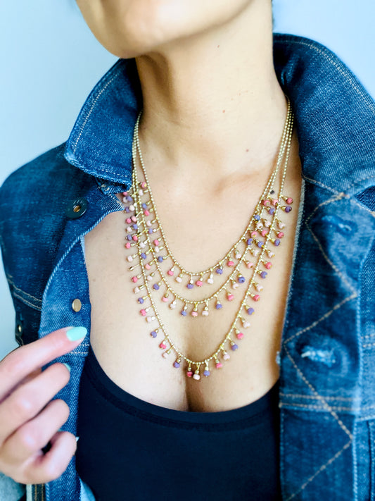 Necklace | Layered Mulberry Artisan Kantha Jewelry