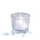 Ribbed Clear Glass Tealight / Votive Holders - Set of 4 - Sumiye Co