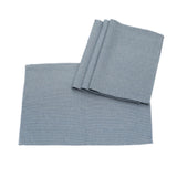 Set of blue textured fabric placemats on a white background