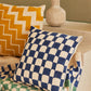 Aaakar Checkered Block Printed Pillow, Indigo - 18x18 inch by The Artisen