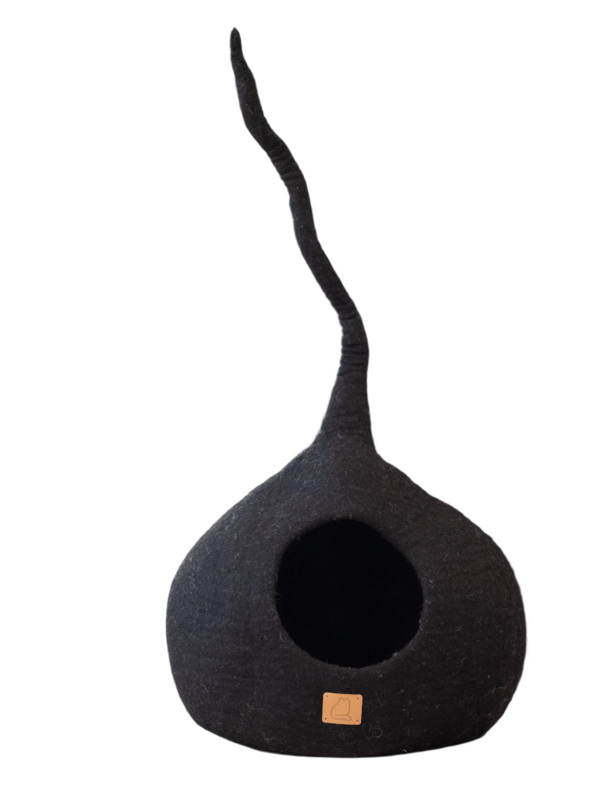 Deluxe Handcrafted Felt Cat Cave With Tail - Night Black - Sumiye Co