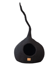 Deluxe Handcrafted Felt Cat Cave With Tail - Night Black - Sumiye Co