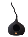 Deluxe Handcrafted Felt Cat Cave With Tail - Night Black - Sumiye Co