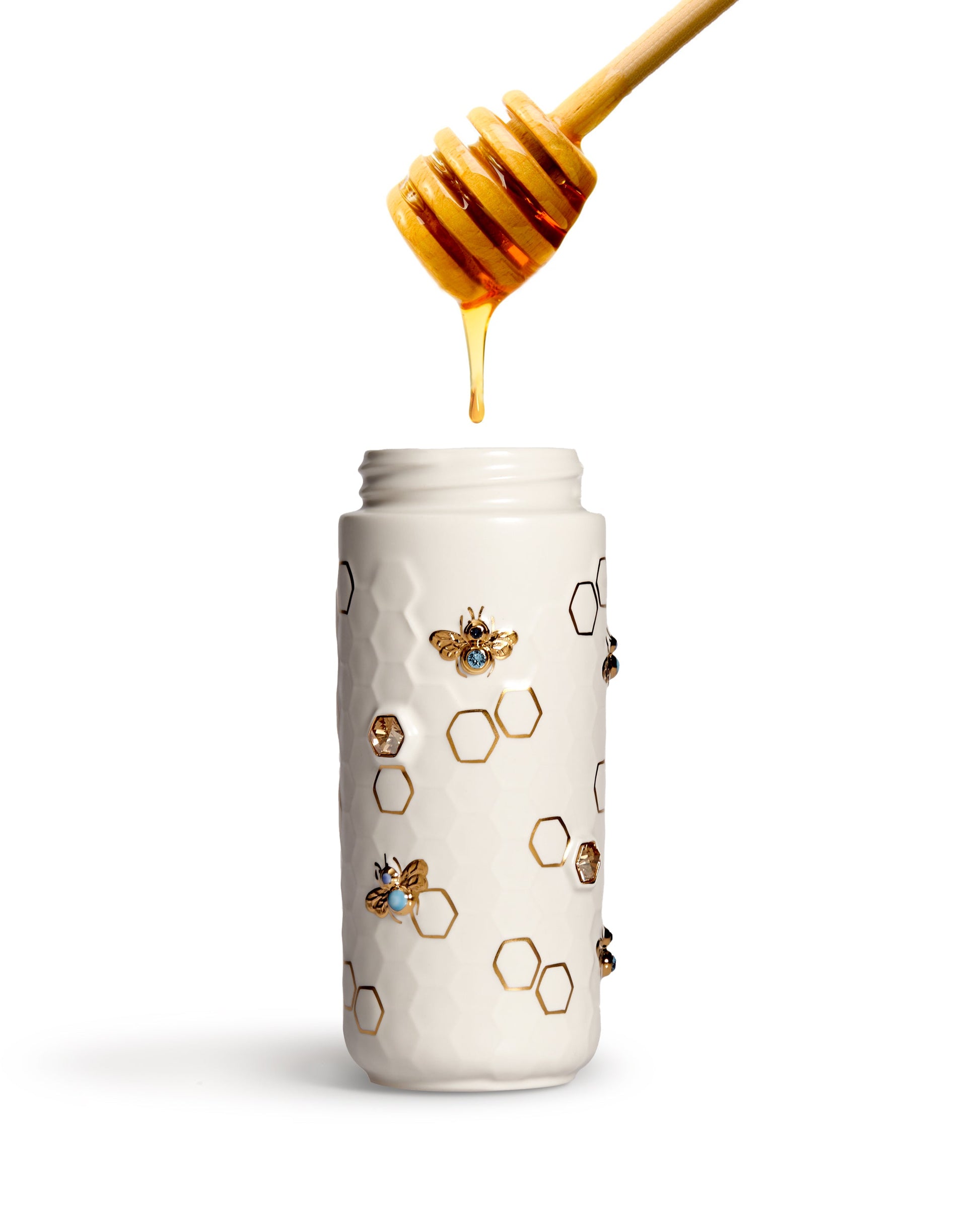 Ceramic Travel Mug | Honey Bee & Crystals - Hand Painted (12 oz)-22