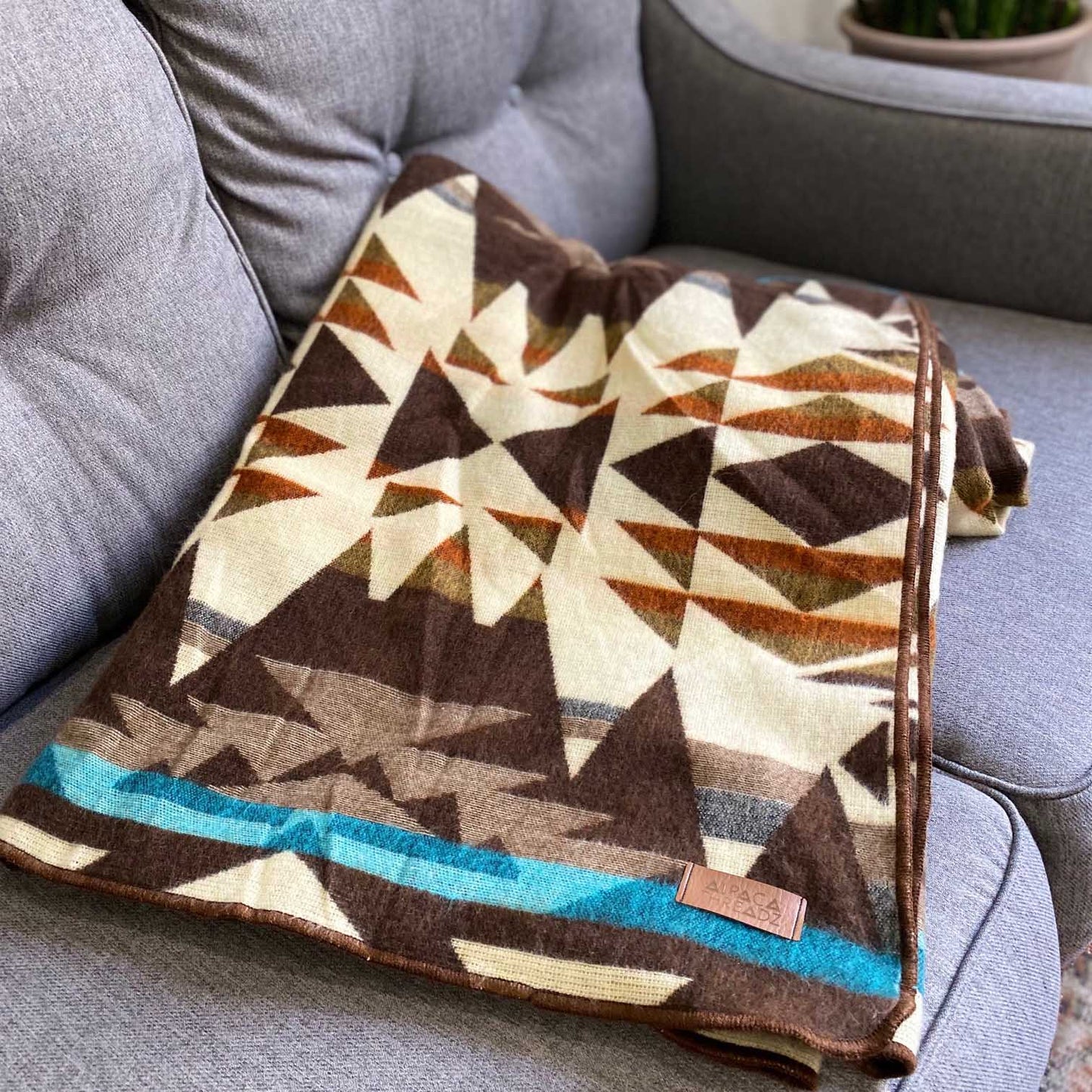Alpaca Wool Reversible Blanket - Cowboy 90" x 78” - Sumiye Co
