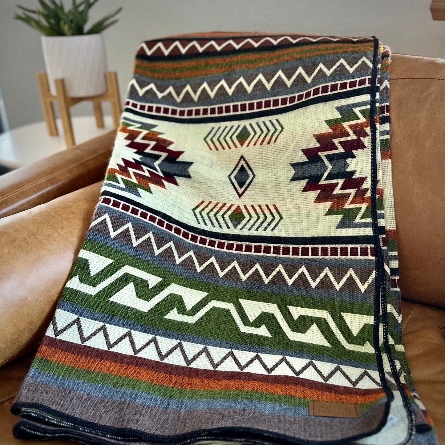 Alpaca Wool Reversible Blanket - Retro 90" x 78”