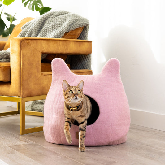 Whimsical Cat Ear Cave Bed - Valentine Pink