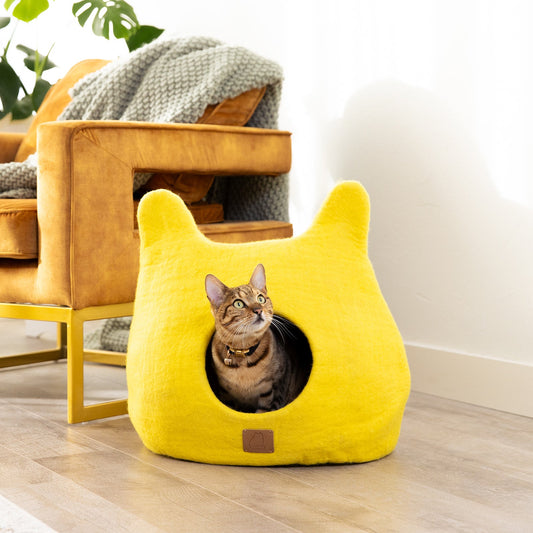 Whimsical Cat Ear Cave Bed - Sunny Yellow