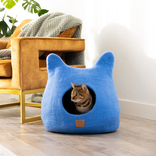 Whimsical Cat Ear Cave Bed - Sky Blue