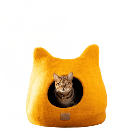 Whimsical Cat Ear Cave Bed- Fire Orange - Sumiye Co
