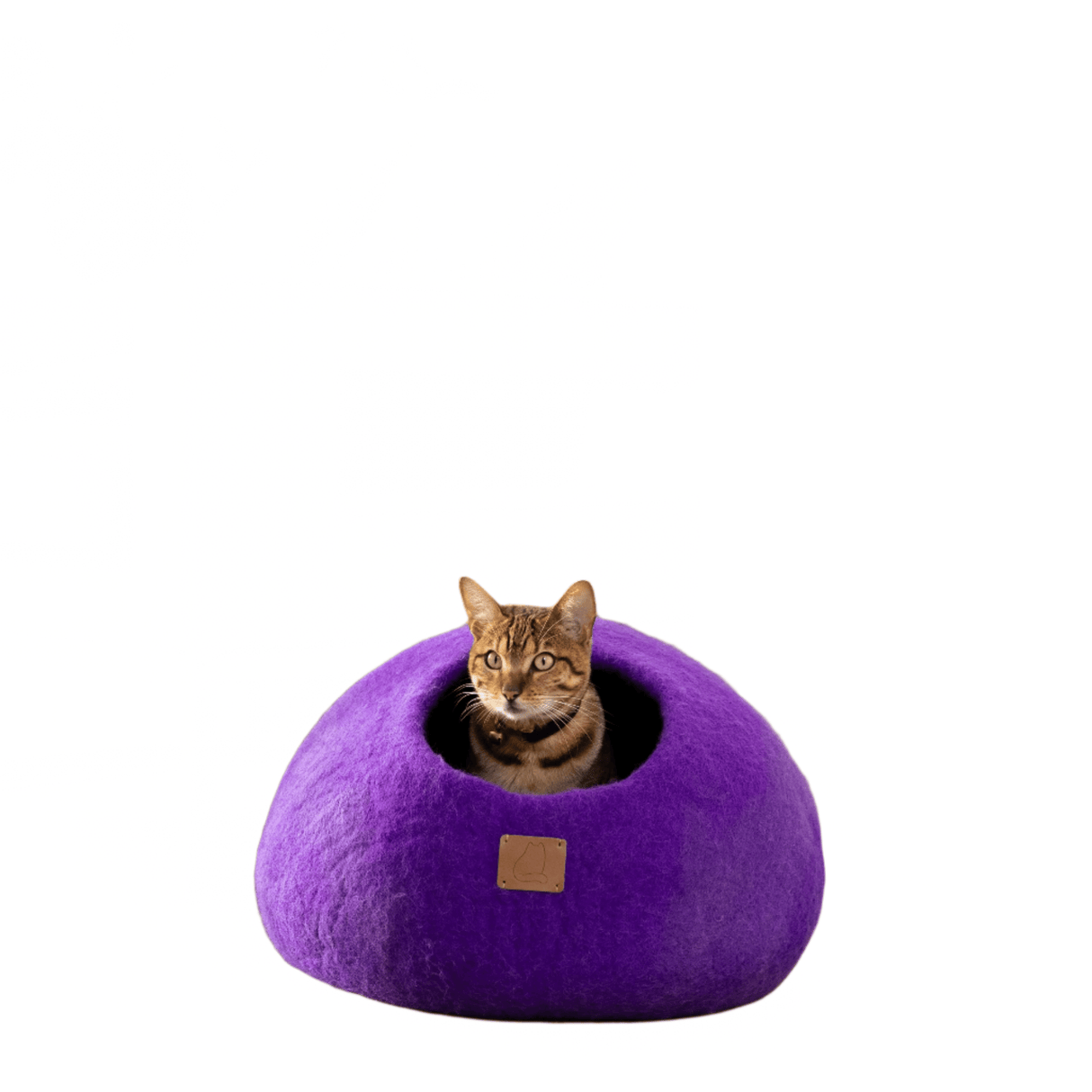 Premium Felted Wool Cat Cave Bed - Plum Purple - Sumiye Co
