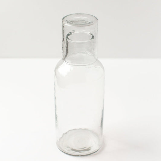 Handblown Carafe & Drinking Glass / Lid  - Clear Recycled Glass