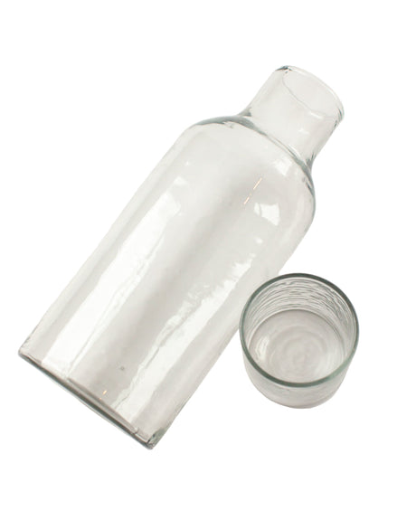 Hammered Handblown Glass - Clear | Carafe & Drinking Glass / Lid - Sumiye Co