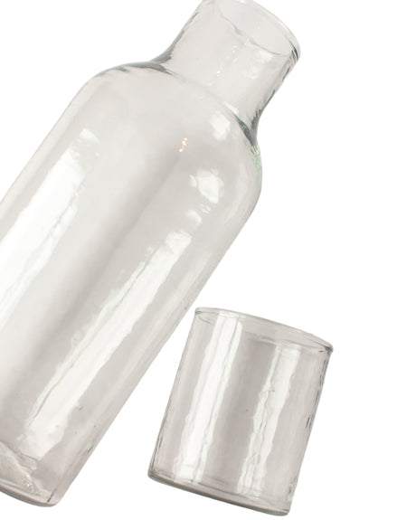 Hammered Handblown Glass - Clear | Carafe & Drinking Glass / Lid - Sumiye Co