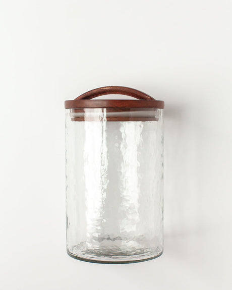 Glass Small Canister + Wooden Lid - Clear - Sumiye Co