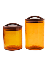 Glass Small Canister + Wooden Lid - Amber - Sumiye Co