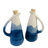 Two ceramic oil and vinegar bottles with blue and white design on a white background