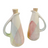 Two ceramic pitchers with abstract patterns on a white background