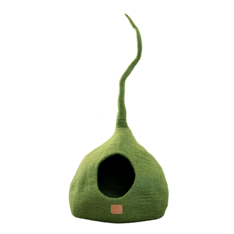 Deluxe Handcrafted Felt Cat Cave With Tail - Forest Green - Sumiye Co