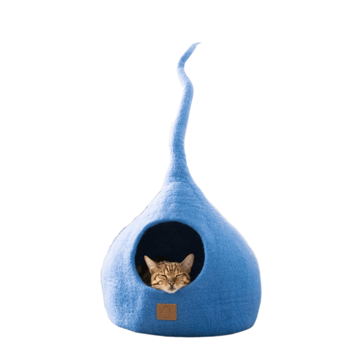 Deluxe Handcrafted Felt Cat Cave With Tail - Sky Blue - Sumiye Co