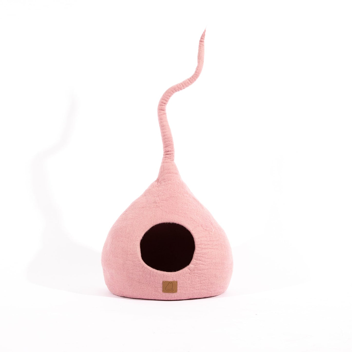 Deluxe Handcrafted Felt Cat Cave With Tail - Valentine Pink