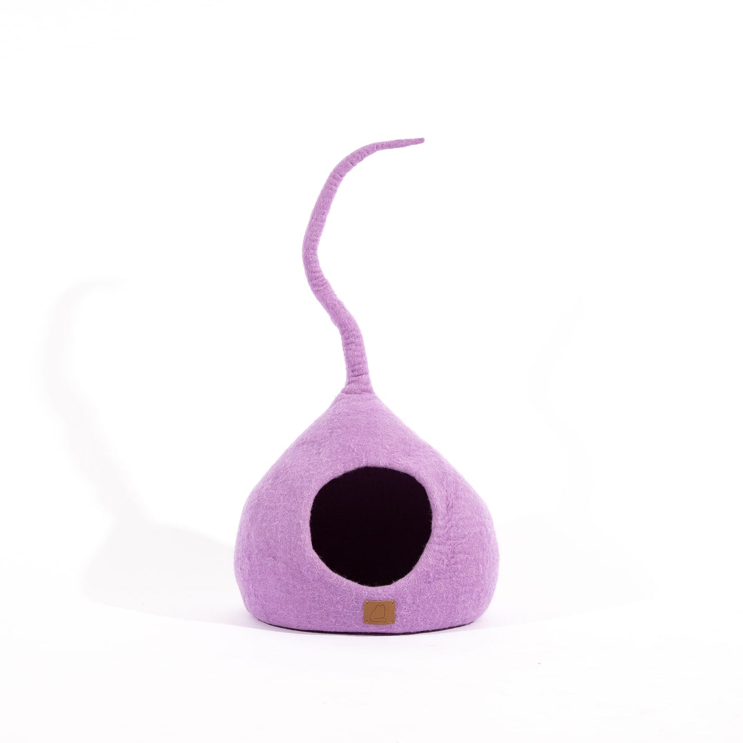 Deluxe Handcrafted Felt Cat Cave With Tail - Lilac Purple