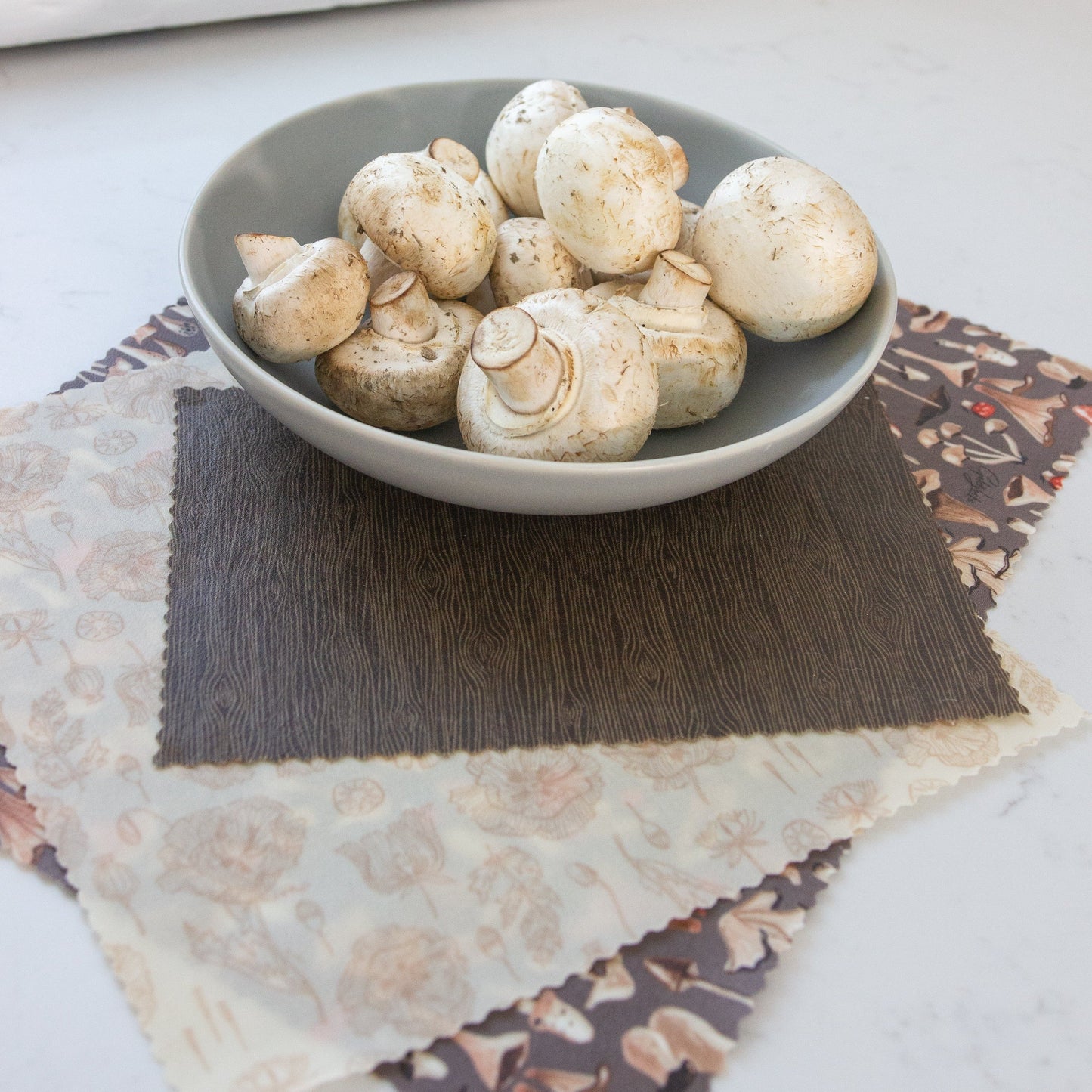 Beeswax Food Wraps: Mushrooms Set of 3 - Sumiye Co
