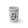 The Adorable Cat 3 Tea Cup is a white Mino-ware ceramic cup featuring blue cat illustrations and paw prints on a black background, reminiscent of Gifu Prefecture's traditional style. It holds 180ml (6oz.).