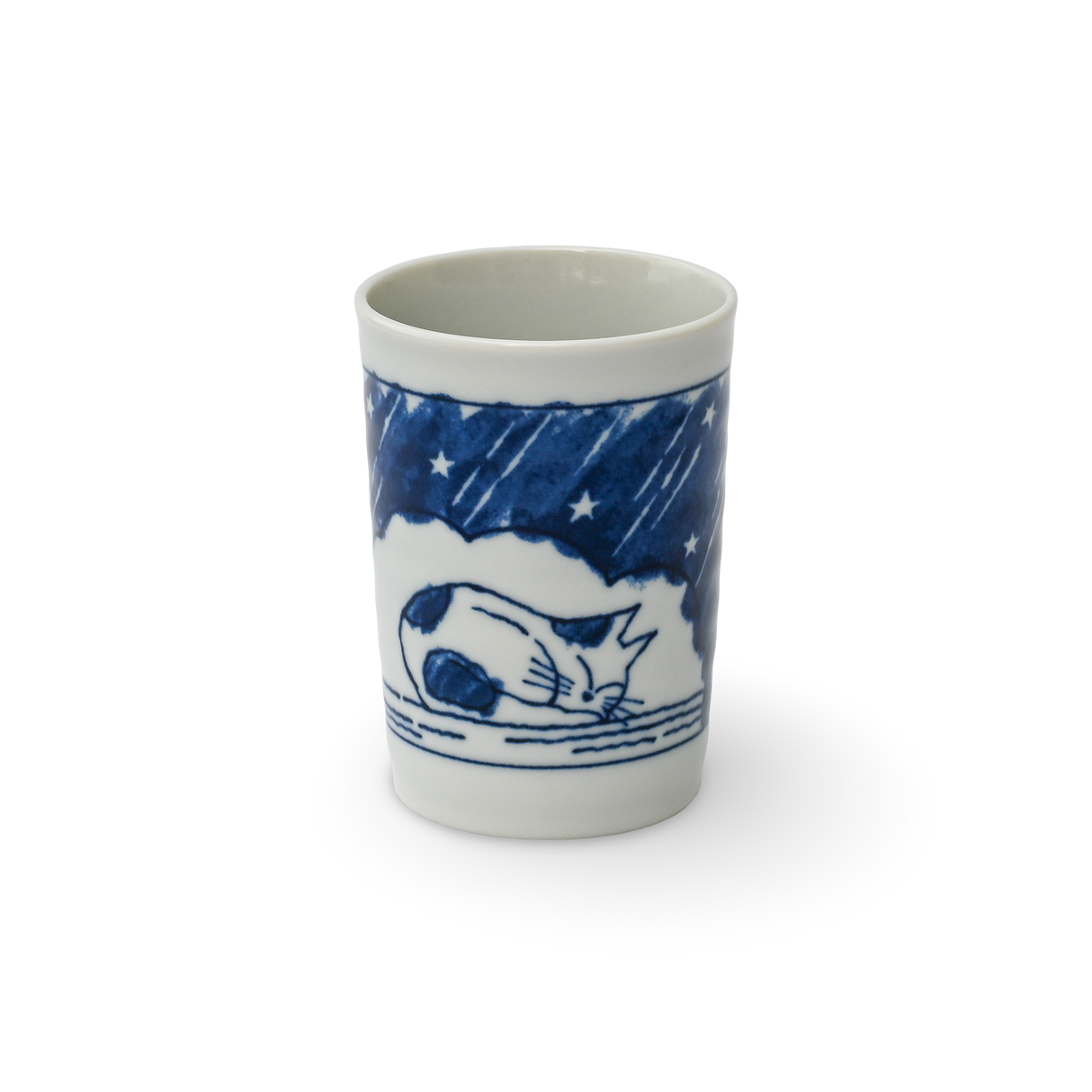Adorable Cat 2 Tea Cup, Blue & White Mino-Ware, 180ml (6oz.)